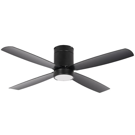 Westgate 52in 4-BLADE CEILING FAN AND LIGHT 30K 19W INTEG. LED WALL SWITCH BLACK AND BLACK BLADES, 3000K WFL-118-WS-4B-52-30K-BK-BK
