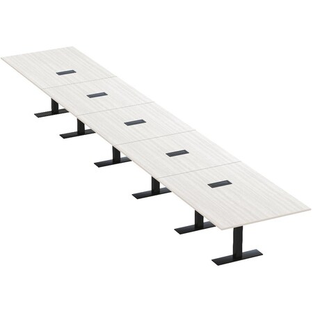 Skutchi Designs 22ft Conference Table W/ Power Unit | 22 Person Modular Rectangular Meeting Table | Harmony Series HAR-REC-48x264-T.BK-WA7976-EBLK