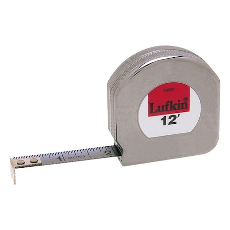 Crescent Lufkin Pocket Tape, 12 ft, Mezurall, Chrome C9212