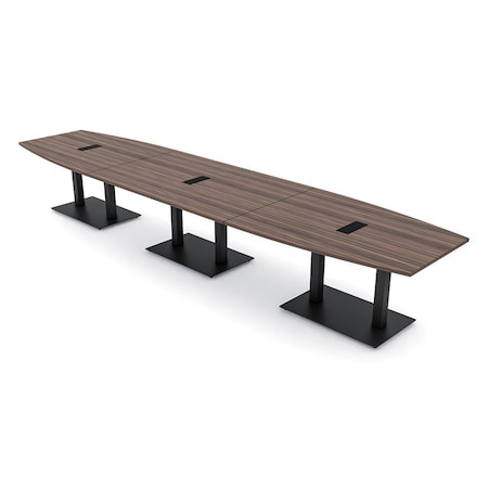 Skutchi Designs Boat Conference Table With Power, 48 in W, 216 in L, Brown HAR-BOT-48x216-DOU.BK-H3041-EBLK