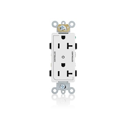 Leviton Controlled Decora Plus Duplex Receptacle 20 Amp, 125 Volt 16352-2PW
