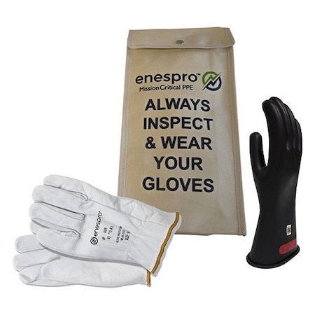 National Safety Apparel Electrical Glove Kit, Leather, Rubber, Black, 12 KITGC0B12