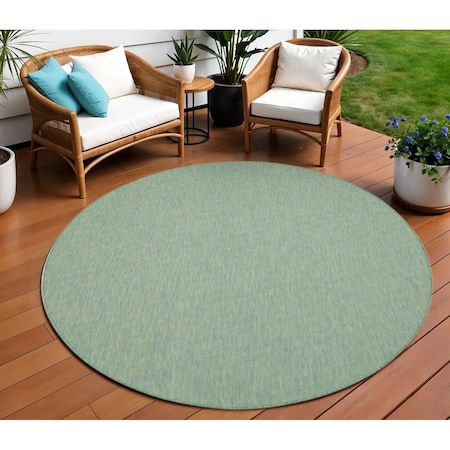 Homeroots 8' Blue Round Indoor Outdoor Area Rug 522472