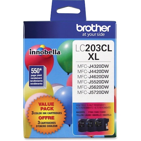 Brother High Yield Cyan, Magenta & Yellow Ink Cartridge, 3PK LC2033PKS