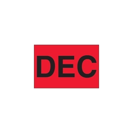 Bubblefast 2 x 3'' - ''DEC'' Fluorescent Red Months of the Year Labels BFDL6921