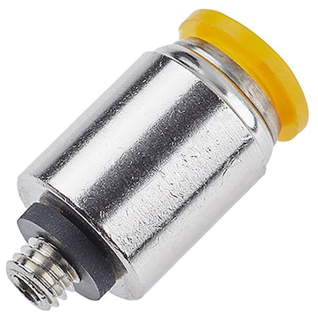Parker Metric Metal Push-to-Connect Fitting, Brass, Silver 68PLPR-4M-2G