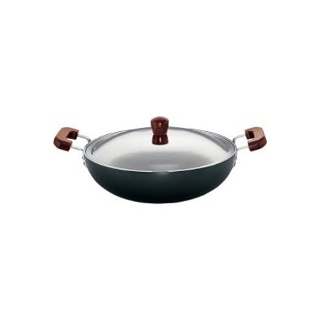 Hawkins L72 Futura Hard Anodised Deep-Fry Pan Kadhai with Steel Lid and Flat Bottom - 7.5 Litres L72