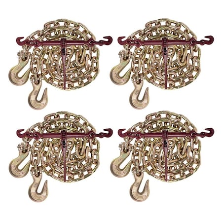 Mytee Products 3/8 20ft G70 Chain 4 and Ratchet Binder Boomer 4 Transport Chains, 4PK 38CHRBx4