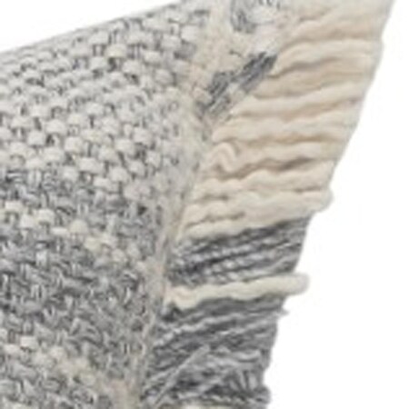 Homeroots Set of Two 20" Off White And Gray Plaid Cotton Throw Pillows with Fringe, 2PK 588377