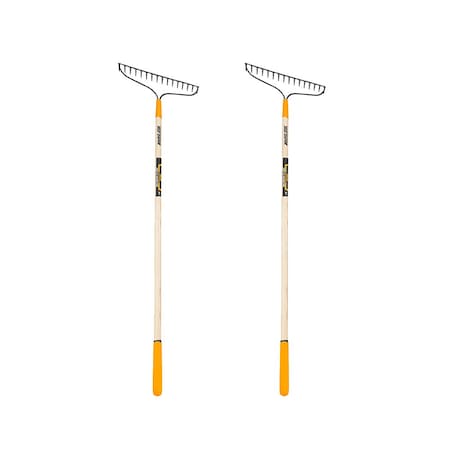 True Temper 57 in. Hardwood Handle Steel Bow Rake, 16-Tine, 2-Pack 10000-07562