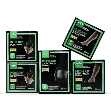 Medline Medigrip Elastic Tubular Support Bandage, Latex, Size E, Large Ankles, 30PK MSC9504YD