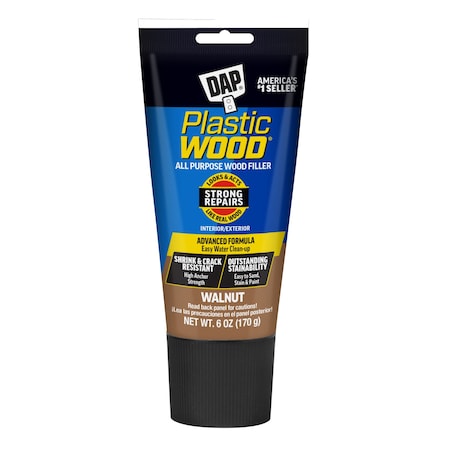 Dap Wood Filler, 6 oz, Tube, Walnut, Plastic Wood 7079800584