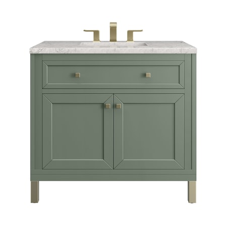James Martin Vanities Chicago 36 in. Single Vanity, Smokey Celadon, w/ 3 CM Eternal Jasmine Pearl Silestone Top 503-V36-SC-3EJP