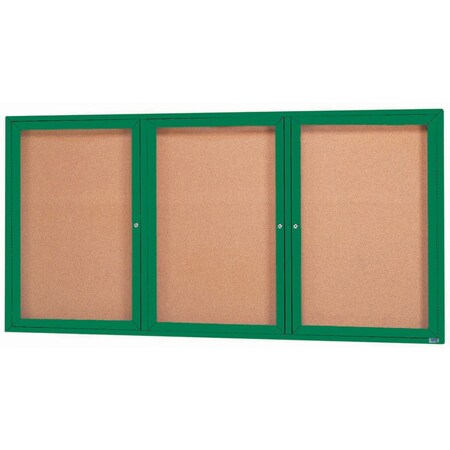 Aarco Illuminated Enclosed Bulletin Board w/ Green Powder Coated Al Frame, 36''Hx72''W DCC3672-3RIG