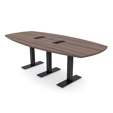 Skutchi Designs Arc Boat Conference Table With Power, 48 in W, 96 in L HAR-ABOT-48X96-T.BK-H3041-EBLK