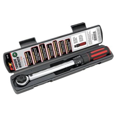 Performance Tool 1/4 in. Dr. Torque Wrench, 250 in/lb, Click Type, Storage Case M196