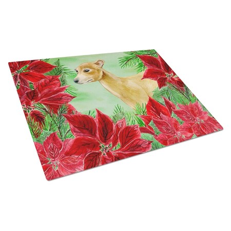 Carolines Treasures Italian Greyhound Poinsettas Glass Cutting Board, Large CK1346LCB