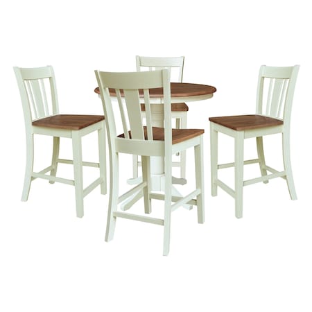 Whitewood Industries Rectangular Fixed Top Table W/ 4 Counter Height Stools, 36 in W, 35.9 in L, 36 in H, Parawood, 5 K79-36RT-27B-S102-4