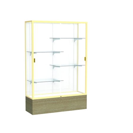 Ghent Reliant Floor Case, White Back, Champagne, 48"W x 72"H x 16"D 2074WB-GD-DK