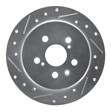 Dynamic Friction Co DFC Brake Rotor - Drilled and Slotted - Silver 631-76060L