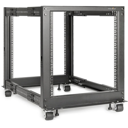 Rocstor SOLIDRACK 12U OPEN FRAME RACK CPNT4-POST ADJUSTABLE DEPTH RACK -BLACK Y10E008-B1