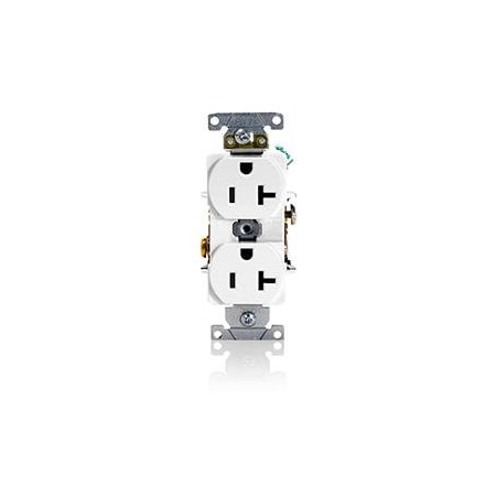 Leviton Duplex Straight Blade Receptacle, 5-20R, 20 A, 125V AC, 2 Pole, 3 Wire, Flush Mount, Grounded 5352-W