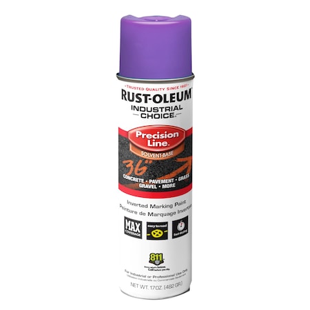 Rust-Oleum Precision Line Marking Paint, Inverted, Fluorescent Purple, 17 oz 1669838V