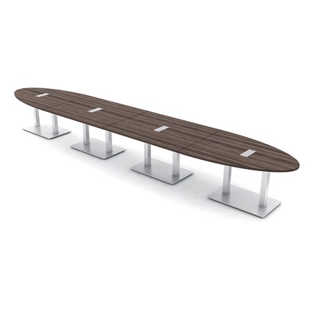 Skutchi Designs Oval Conference Table With Power Unit, 48 in W, 240 in L, Brown HAR-OVL-48X240-DOU-H3041-ESIL