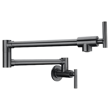 Anzzi Braccia Series 24in Wall Mounted Pot Filler in Gunmetal Black KF-AZ258GB