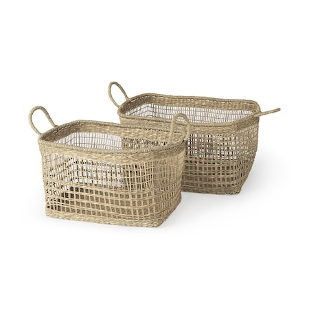 Homeroots Set of Two Brown Wicker Basket, 2PK 392158