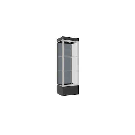 Ghent Lighted Floor Display Case 24x76x20, 12" Base, Satin 93LFBS-SN-BLK