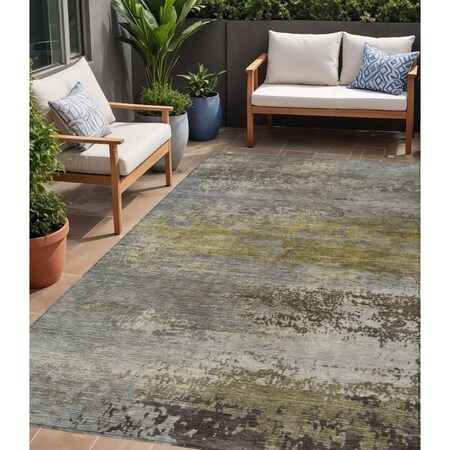 Homeroots 5' X 8' Taupe Brown And Gold Abstract Washable Indoor Outdoor Area Rug 630862