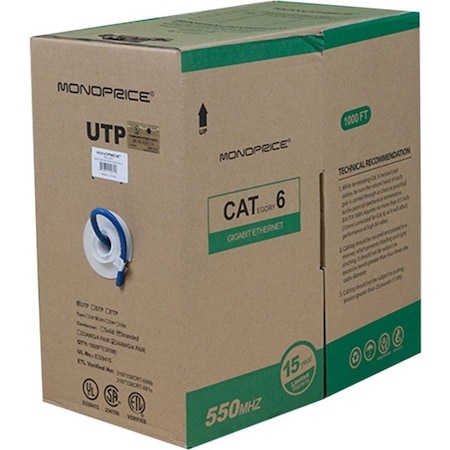 Monoprice Cat6 Utp Stranded, cm, 1000 ft., Blue 2270