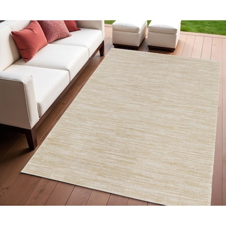 Homeroots 4' X 6' Ivory And Gold Abstract Indoor Outdoor Area Rug 572552