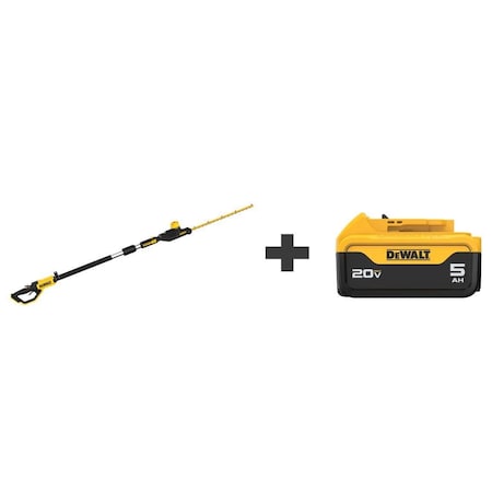 Dewalt Cordless Battery-Powered Hedge Trimmer Kit, Double-Sided 22 in L Blade, 20V Electric, 20 V DCPH820B / DCB205