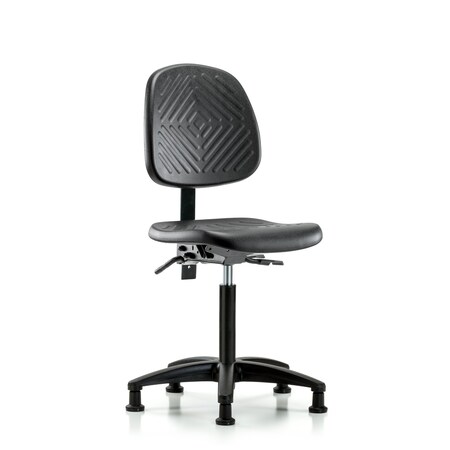 Blue Ridge Ergonomics Bench Chair, Poly, Med, Bk, Tilt, Glides, No Arms, 19-1/2" to 27-1/2" Height, Black; Blue BR-PMBCH-MB-RG-T1-A0-NF-RG