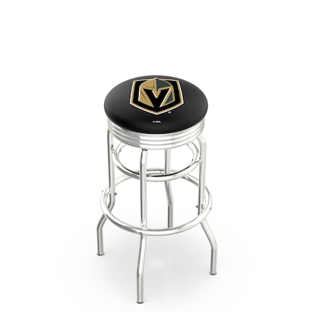 Holland Bar Stool Co 25" Chrome 2-Ring Vegas Golden Knights Swivel Bar Stool, Accent Ring L7C3C25LVGdKn