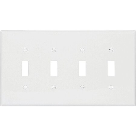 Eaton Wiring Devices Wallplate, 478 in L, 856 in W, 4 Gang, Polycarbonate, White, HighGloss PJ4W