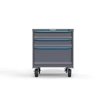 Strong Hold 3 drawer cabinet - (2x 5in, 1x 12in) - Blue accents - Keyed Different S3036-PCDAS-0304FS