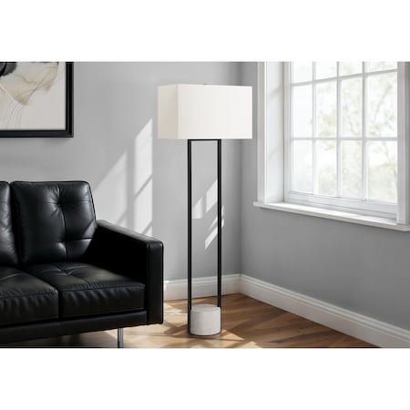 Monarch Specialties Lighting, 62''h, Floor Lamp, Black Metal, Ivory / Cream Shade, Contemporary I 9752
