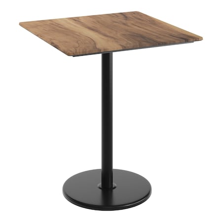 Flash Furniture Commercial 36" SQ Natural HPL Tabletop with Black Bar Height RD Base ST-SQ36-NAT-TR24B-GG