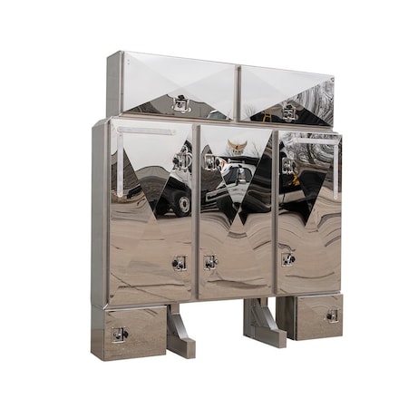 Mytee Products 84 inx80 inx14 in Viking Vaulted Aluminum Trailer Cab Rack with 5 Doors & 2 Toolboxes VK-VLT-5D-II