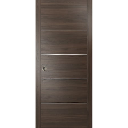 Sartodoors Modern Pocket Door, Planum 0020 Chocolate Ash, Kit Trims Rail Hardware, Solid Wood Interior Bedroom PLANUM0020PD-CA-3096
