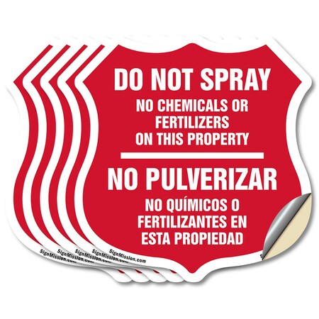 Signmission Bilingual No Spray Shield Sign Do Not Sp, 4 inch X 4 inch, Vinyl Decal, 5PK SHI-D-5PACK-4-366