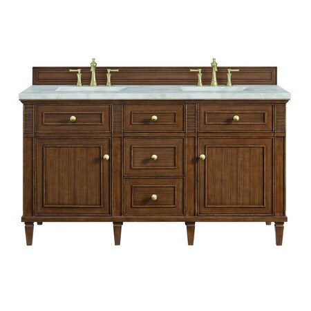 James Martin Vanities Lorelai 60in Double Vanity, Mid-Century Walnut w/ 3 CM Victorian Silver Silestone Top 424-V60D-WLT-FVSL