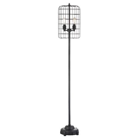 Jonathan Y Odette 65" Industrial Metal Floor Lamp, Black/Silver JYL4030A