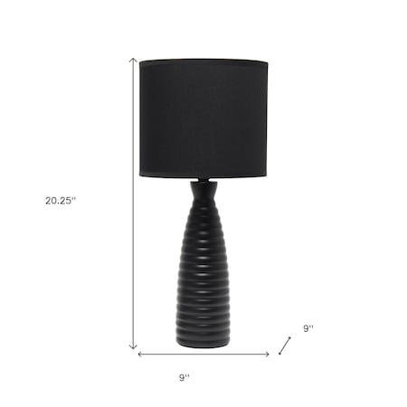 Homeroots 20" Black Ceramic Novelty Table Lamp With Black Drum Shade 643433