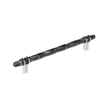 Amerock Carrione 8 inch 203mm Center-to-Center Marble Black/Polished Chrome Cabinet Pull BP36663MBK26