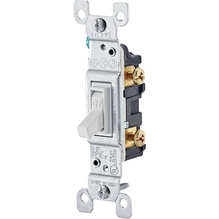 Leviton Residential Grade 15 Amp Toggle Single Pole Grounded Switch Wht, 10PK M24-1451-2WM