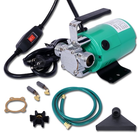 Wrightmaster 1/10 HP 330 GPH Water Transfer Pump with Switch, 6 in. Water Hose Kit and 6 ft. Power Cord ZR-465127583